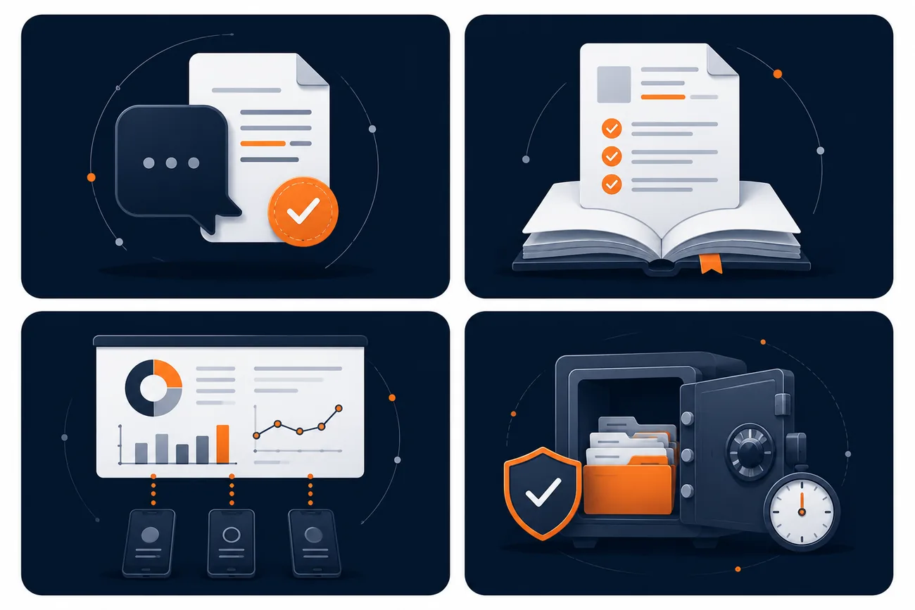Os quatro entregáveis: respostas com prova, fichas verificadas, apresentações e o cofre seguro